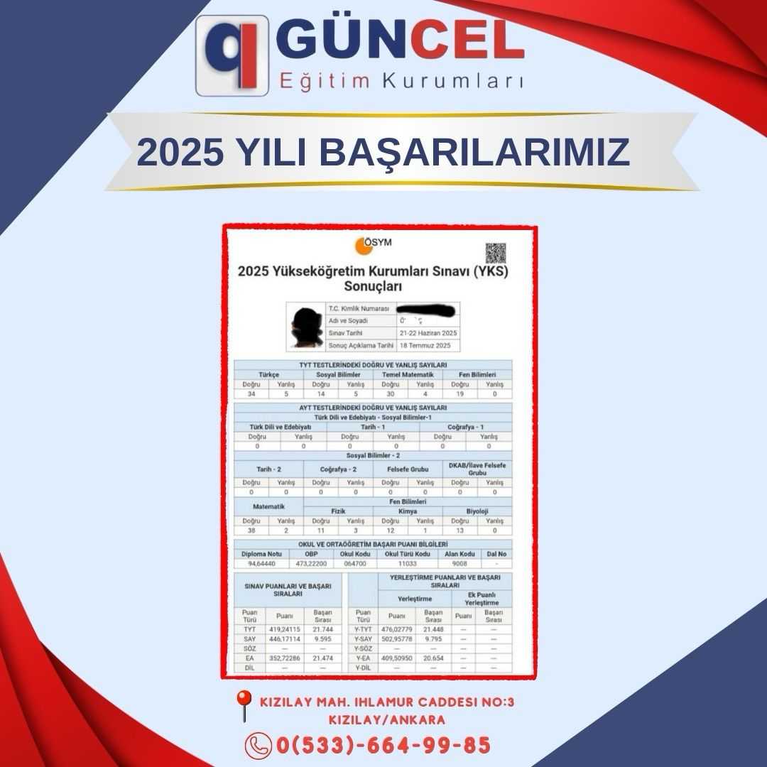 2025 DERECELERİMİZ-Güncel Eğitim Kurumları