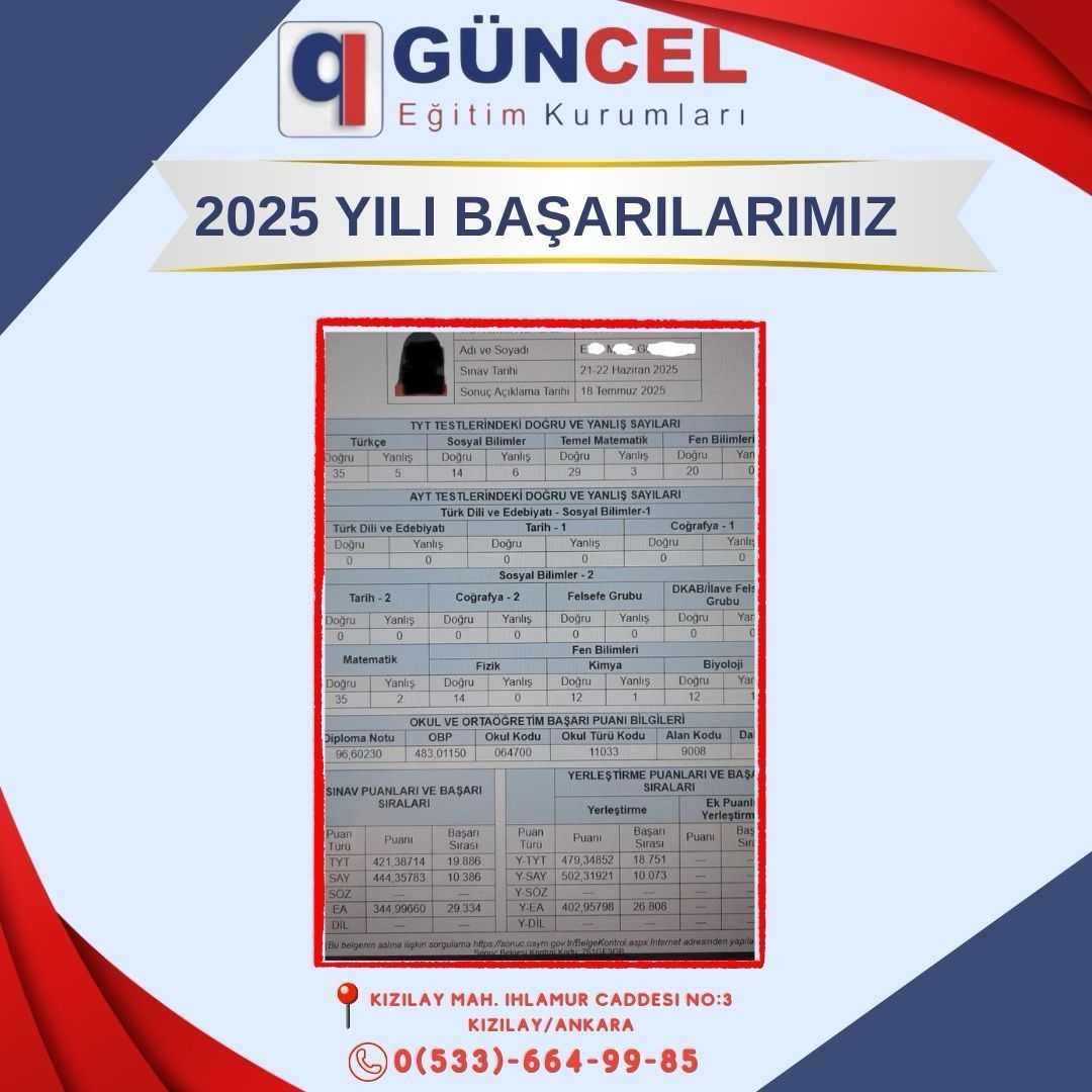 2025 DERECELERİMİZ-Güncel Eğitim Kurumları