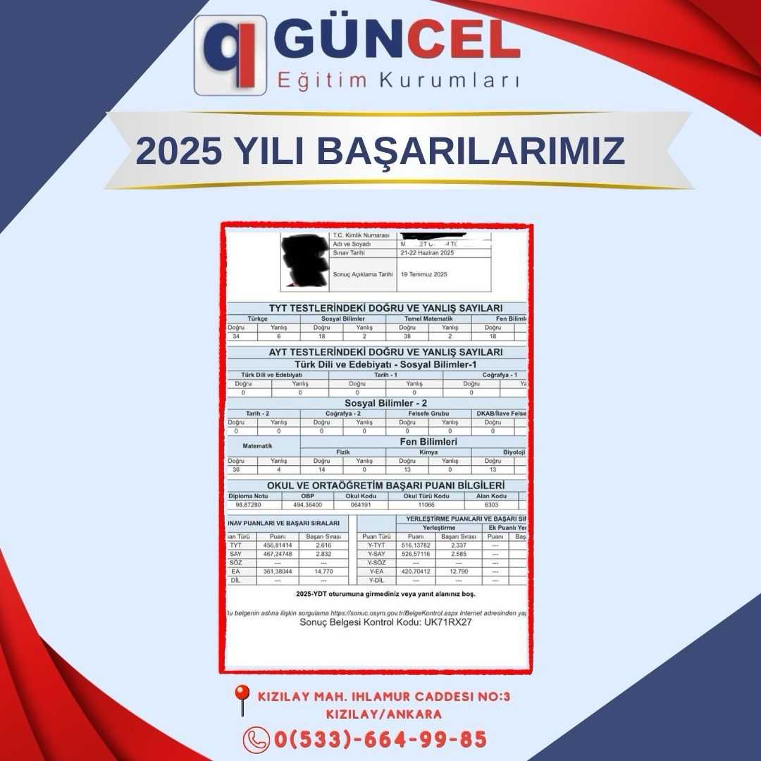 2025 DERECELERİMİZ-Güncel Eğitim Kurumları
