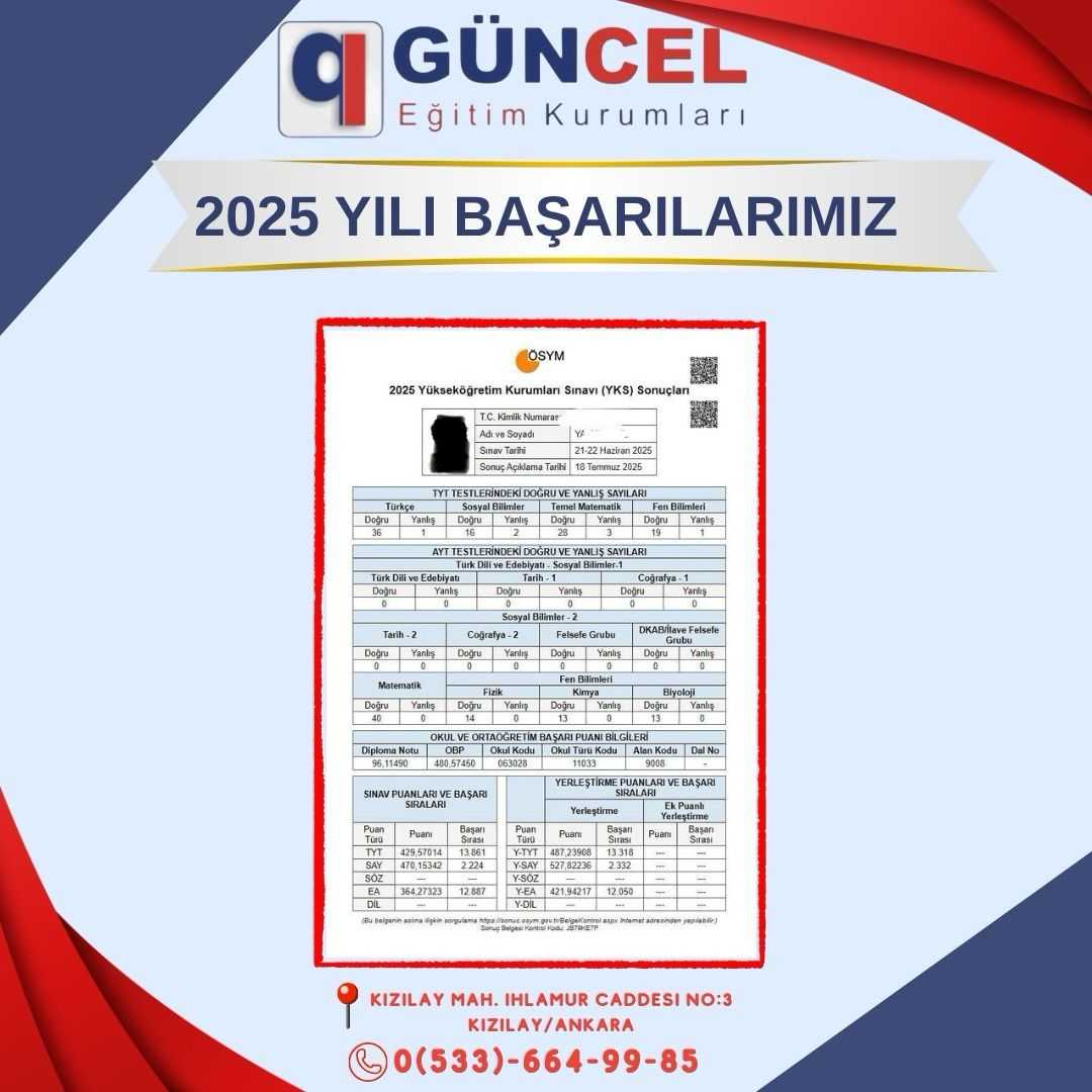 2025 DERECELERİMİZ-Güncel Eğitim Kurumları